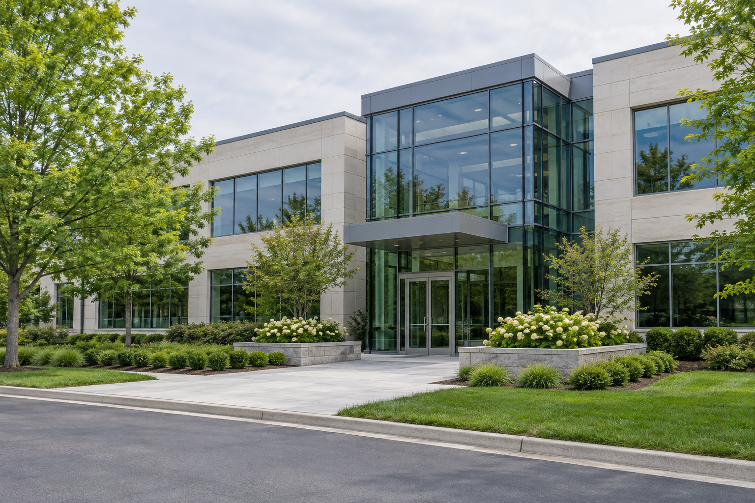 Illustrative office exterior, not a confirmed Forte location.